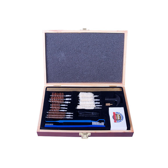 Gunmaster 30pc Universal Select Gun Cleaning Kit in Wood Case